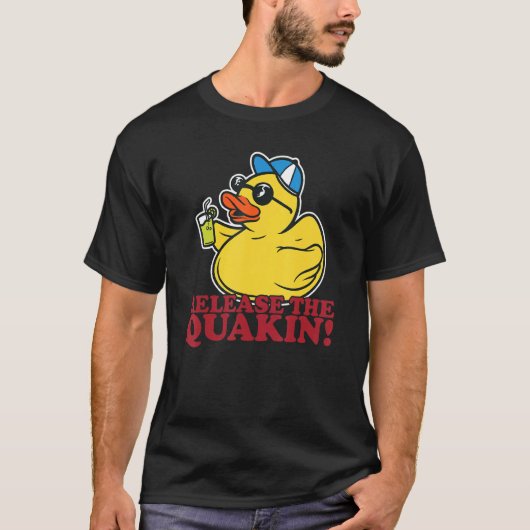 黄色いアヒルがクワッキン解放!面白い Tシャツ (正面)