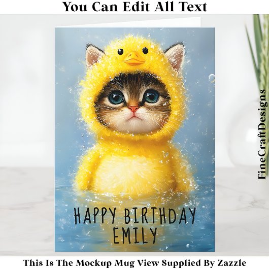 黄色いアヒルのコスチュームDL4Rかわいい悲しカスタムい猫 カード