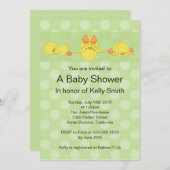 黄色いアヒルのベビーシャワーの招待状 招待状 (正面/裏面)
