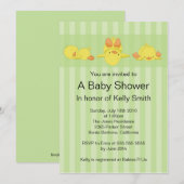 黄色いアヒルのベビーシャワーの招待状 招待状 (正面/裏面)