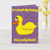 黄色いアヒルの挨拶状 カード (黄色い花)