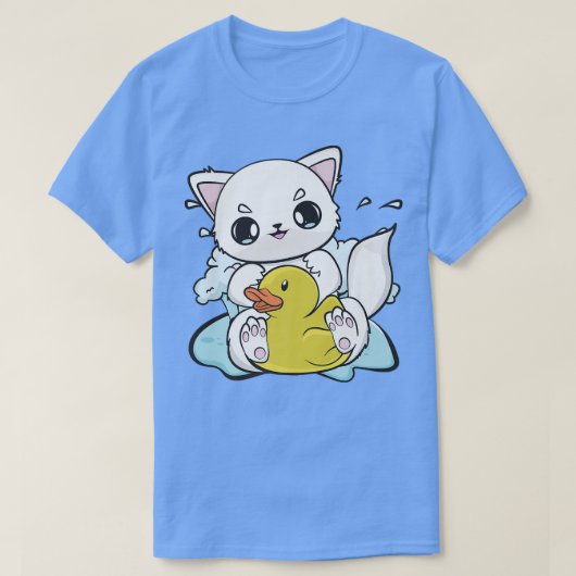 黄色いアヒルを持つかわいいアニメ北極星 Tシャツ (デザイン正面)