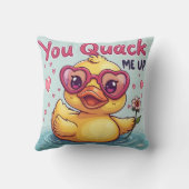 黄色いアヒルハートグラス'You Quack Me Up' クッション (裏面)