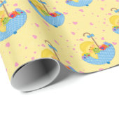 黄色いアヒル、傘、ベビーシャワー ラッピングペーパー (ロールコーナー)