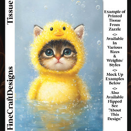 黄色いアヒルDL4Rデコpageの格好をした可愛い子猫 薄葉紙