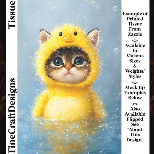 黄色いアヒルDL4Rデコpageの格好をした可愛い子猫 薄葉紙