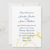 黄色いイニシャル、青は結婚式招待状渦巻きます 招待状 (裏面)