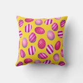 黄色いイースターエッグおよびピンクパターン クッション (裏面)