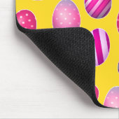 黄色いイースターエッグおよびピンクパターン マウスパッド (コーナー)