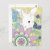 黄色いウサギの郵便はがき ポストカード (正面/裏面)