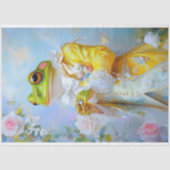 黄色いエレガントコートのデコパージュでイースターカエル 薄葉紙 (正面)