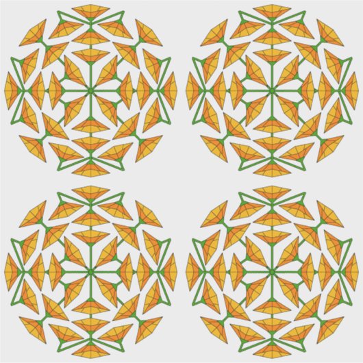 黄色いオレンジとオレンジ色の黄色い鏡の花 シール (正面)