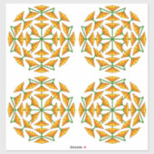 黄色いオレンジとオレンジ色の黄色い鏡の花 シール (シート)