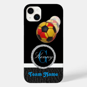 黄色いオレンジと黒のサッカーボール Case-Mate iPhone 14 PLUSケース