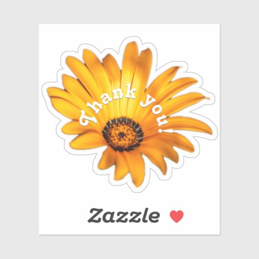 黄色いオレンジ色の花のステッカーありがとう シール (シート)