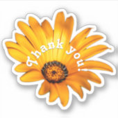 黄色いオレンジ色の花のステッカーありがとう シール (正面)
