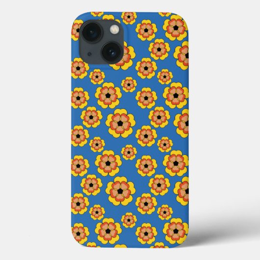 黄色いオレンジ色の花のパターン Case-Mate iPhoneケース (裏面)