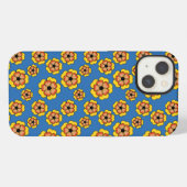 黄色いオレンジ色の花のパターン iPhoneケース (裏面横)
