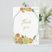 黄色いオレンジ色の花は葉幾何性 サンキューカード (スタンド正面)