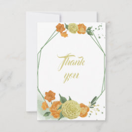 黄色いオレンジ色の花は葉幾何性 サンキューカード