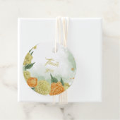 黄色いオレンジ色の花グリーンリースメッセージカード フェイバータグ (インサイチュ)