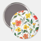 黄色いオレンジ色の花 マグネット (正面/裏面)