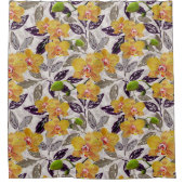 黄色いオレンジ色の蘭。 シャワーカーテン (正面)