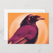 黄色いオレンジ色の黒いカラスのスケッチ ポストカード (正面/裏面)