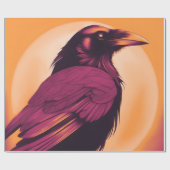 黄色いオレンジ色の黒いカラスのスケッチ ラッピングペーパー (フラット)