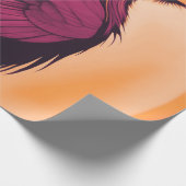 黄色いオレンジ色の黒いカラスのスケッチ ラッピングペーパー (角)