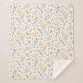 黄色いオーストラリアの編み枝細工のユーカリはベージュ色を去ります シェルパブランケット (正面)