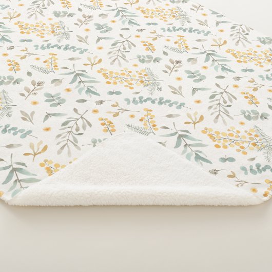 黄色いオーストラリアの編み枝細工のユーカリはベージュ色を去ります シェルパブランケット (3/4)