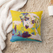 黄色いオーストラリアのshephardの子犬の枕 クッション (ブランケット)