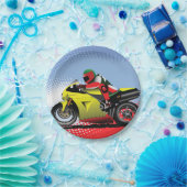 黄色いオートバイの紙皿 ペーパープレート (パーティー)