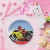 黄色いオートバイの紙皿 ペーパープレート (パーティー)