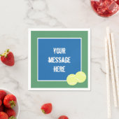 黄色いカスタムボールを持つメッセージブルーテニスコート スタンダードカクテルナプキン (インサイチュ)