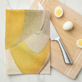 黄色いカップのコーヒー ヴィンテージイラスト キッチンタオル (四つ折り)