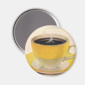 黄色いカップのコーヒー ヴィンテージイラスト マグネット (正面/裏面)