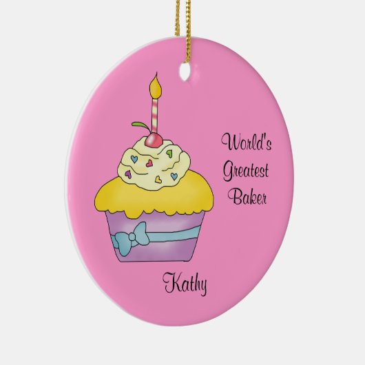 黄色いカップケーキのクリスマスのオーナメント セラミックオーナメント (右)