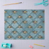 黄色いカニと青いダマスコデクページ 薄葉紙 (クラフト)