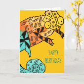 黄色いカメレオンインク子供の誕生日カード カード (黄色い花)