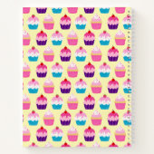 黄色いカラフルノートに美味しいカップケーキのパターン ノートブック (裏面)