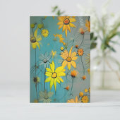 黄色いカラフル水仙の花は緑 サンキューカード (スタンド正面)