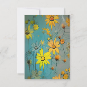 黄色いカラフル水仙の花は緑 サンキューカード