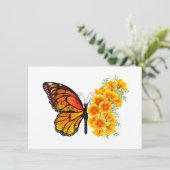 黄色いカリフォルニアポピーの花蝶 エンクロージャーカード (スタンド正面)