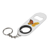 黄色いカリフォルニアポピーの花蝶 キーホルダー栓抜き (正面アングル)