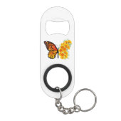 黄色いカリフォルニアポピーの花蝶 キーホルダー栓抜き (裏面)