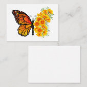 黄色いカリフォルニアポピーの花蝶 コーリングカード (正面/裏面)