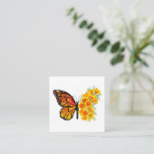 黄色いカリフォルニアポピーの花蝶 スクエア名刺 (スタンド正面)