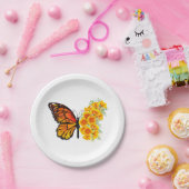 黄色いカリフォルニアポピーの花蝶 ペーパープレート (パーティー)